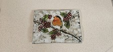 Shudehill Giftware Rectangle Christmas Robin Plate 24.5 X 18x 2.5cm