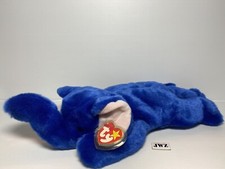 TY BEANIE BUDDY 1998 ROYAL BLUE PEANUT THE ELEPHANT w/ EAR TAG - (ERROR) - RARE