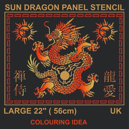 Sun dragon stencil zen - stencil, samurai