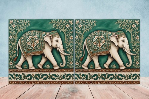 Elephant ceramic tiles set - -,