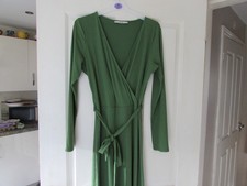 George at Asda Lovely Green ribbed Cross Front Jersey Dress size 14