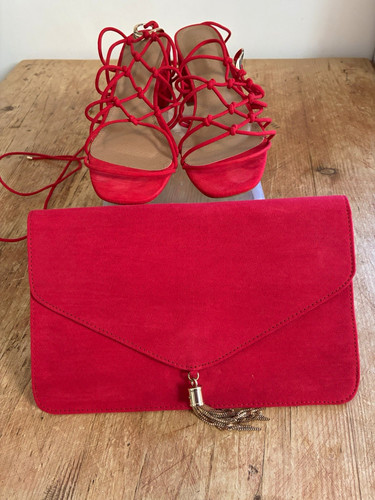 Asos red suede strappy - red,
