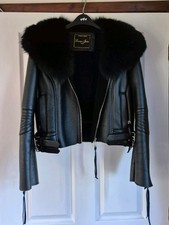 Black Biker Jacket With Real