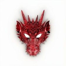 Halloween Red Dragon Scary Deluxe FancyDress Fantasy Half Face Spooky Mask party