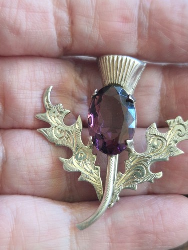 Silver scottish thistle brooch - silver,