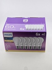 Philips LED Bulb 8W = 60W E27 Warm White 806 Lumen A60 Lamp Pack of 6 Energy A