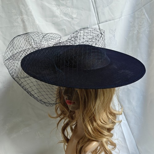 Navy blue veil veiling wide - veil,