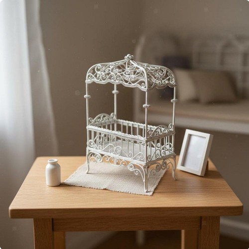 Dollhouse miniature iron - dollhouse, bed