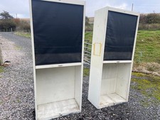 2 metal Harvey cabinets tambour roll up front office industrial storage cupboard