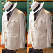 White Men's Suit Safari Jacket