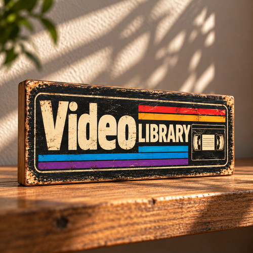 Video library wooden - library,