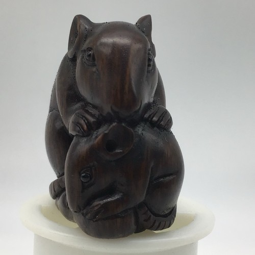 Netsuke hand carved - carved, mouse/rat