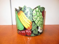 Vintage Large Hand Made Folk Art Tin Metal Wall Hanging Basket Shelf - EVC
