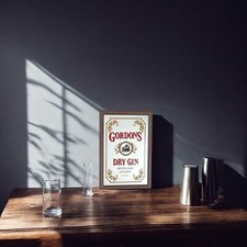 Gordons Gin Style Wooden Framed Small Mirror | Pub Mirror 33x23 cm