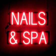 SpellBrite NAILS & SPA Sign | Neon Sign Look, LED Light | 19.6" x 15.0"