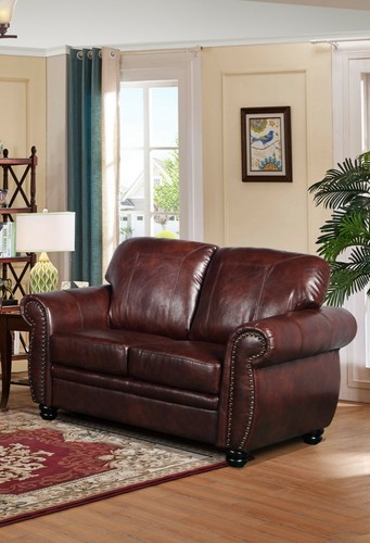 Brown leather seater - 3, or