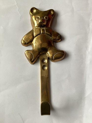 Brass teddy bear hook - teddy,