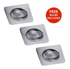 Litecraft Square Tiltable Recessed Downlights in Matte Chrome - 3 Pack Clearance