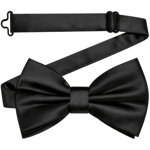 Black bow tie adjustable - black,