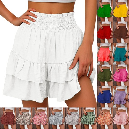 Ladies ruffle shorts mini - ladies,