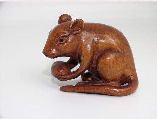 Chinese wood carved mouse rat - chinese,