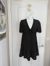 Primark Ladies Black And White Spotted Summer Dress Size S 10-12