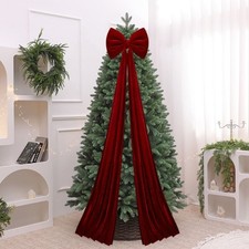 Super Large Flocked Christmas Tree Bow 200cm x 40cm White Xmas Decor