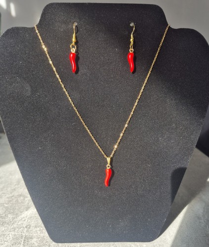 Metal chilli necklace - necklace, and