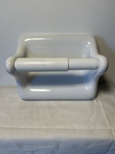 Vintage Off White Ceramic Toilet Paper Holder Bathroom Tile In Wall Mount NOS