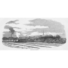 LINCOLNSHIRE Great Northern Railway Line at Spalding - Antique Print 1848