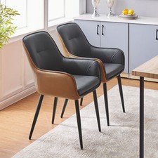 2x Dining Chairs Faux Leather