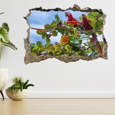 Birds Of Costa Rica, Red Macaws 3d Smashed View Wall Sticker Poster Decal A783