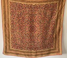 Vtg Michel Vernet Paris Red Blue Green Ditsy Multi Floral Pure Silk Scarf 29x29