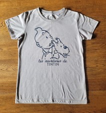 Rare Uniqlo Tintin & Snowy Grey T-shirt Women's S UK 10 VGC