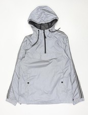 Brave Soul Men’s Grey Hooded Anorak Jacket Size L Lightweight Polyester