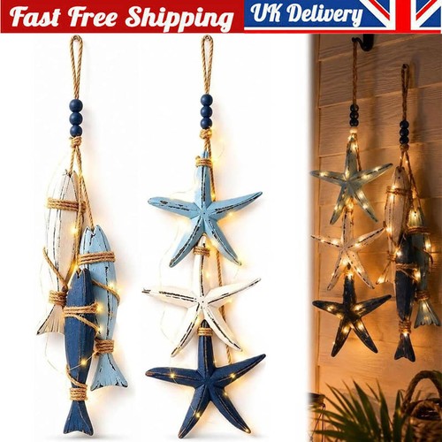 Lighted wooden fish - lighted, starfish