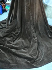 Vintage Chocolate Brown Cotton Velvet Curtains 70" Drop 88 in Wide