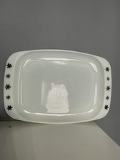 Vintage Gaiety Black Snowflake JAJ Pyrex Serving Platter Steak Plate