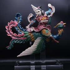 Antique Chinese Ceramic Roof Tile Warrior Riding Phoenix