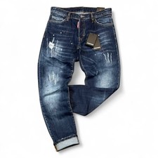 New DSQ2 Slim Jean Men's Stretchy Washed Ripped Slim Fit Blue Jeans
