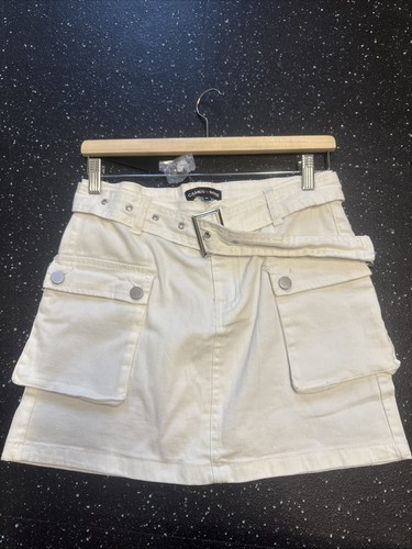 Cameo rose white denim skirt - rose,