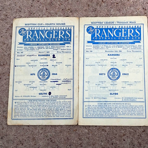 Rangers celtic programme - rangers,