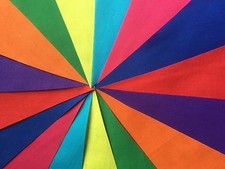 HANDMADE FABRIC BUNTING.MULTI COLOURED FLAGS.LOADS OF DIFFERENT LENGTHS.PARTIES