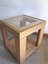 Solid Oak Coffee Side Table Glass Top M&S Marks And Spencer Excellent Condition