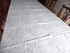 Ex-large pale grey Christmas tablecloth  - Ralph Lauren  -  97 x 60 inches