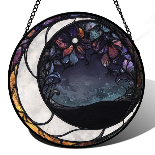 Stained glass moon sun catcher - stained,