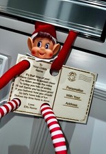 Personalised Elf Shelf Arrival Christmas Postcard Naughty Nice Letter Wooden