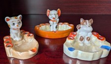 Three Vintage Ashtrays. Cats