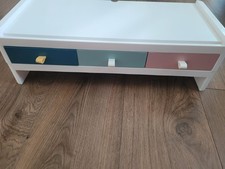 White Gloss Monitor Riser With Three Drawers