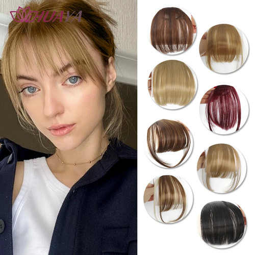 Real natural fringe bangs clip - natural,